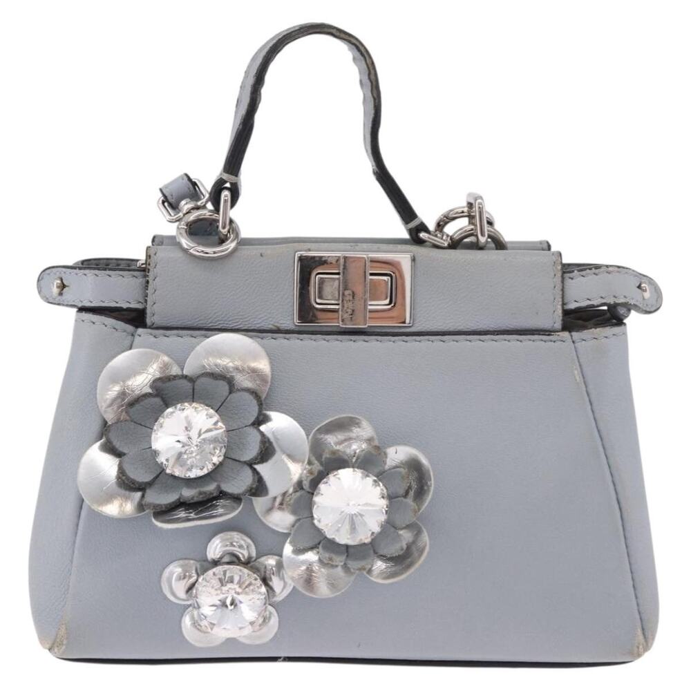 Fendi Leather Shoulder Bag Light Blue